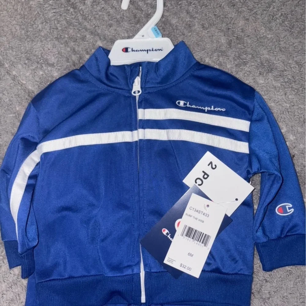 Champion Royal Blue 6 Month Tracksuit with White Stripes